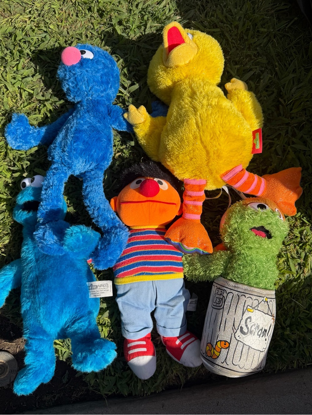 Sesame Street Plush Set - 5 characters. Cookie Monster, Oscar,big bird & more